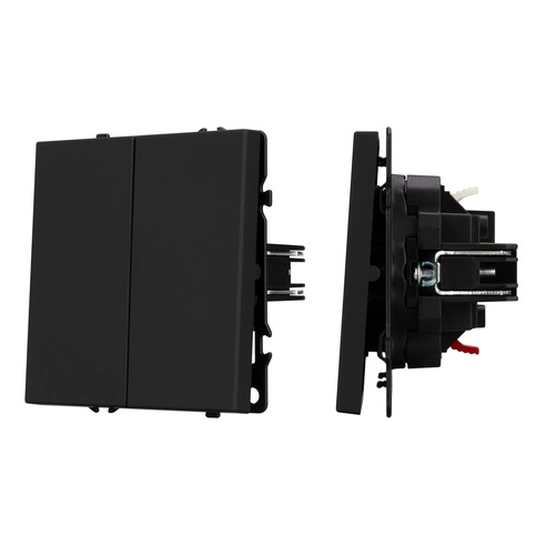 Механизм выключателя двухклавишный непроходной SWT-NOBE-MK02-SFPL-BK (230V, 10A) (Arlight, -)