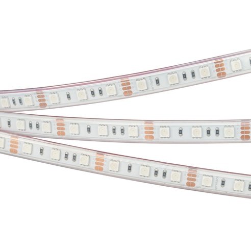 Лента светодиодная RTW 2-5000P 12V RGB 2x (5060, 300 LED, LUX) (Arlight, 14.4 Вт/м, IP66)