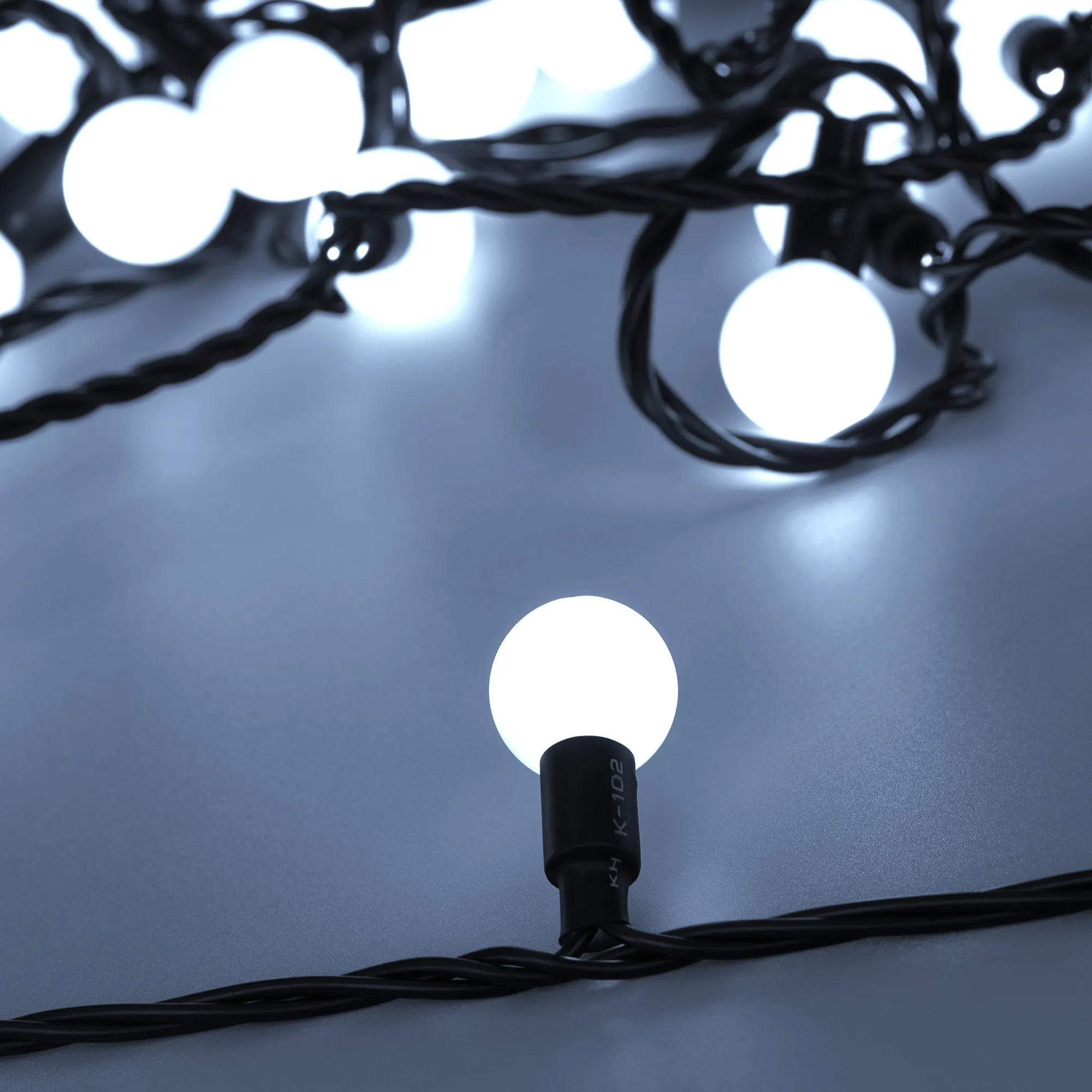 Светодиодная гирлянда ARD-BALL-CLASSIC-D23-20000-BLACK-160LED WHITE (230V, 7W) (Ardecoled, IP65) - изображение товара